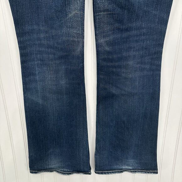 Silver Jeans Womens 30 Suki Boot Surplus Blue Bootcut Denim Western Gold Sequins - Picture 7 of 15